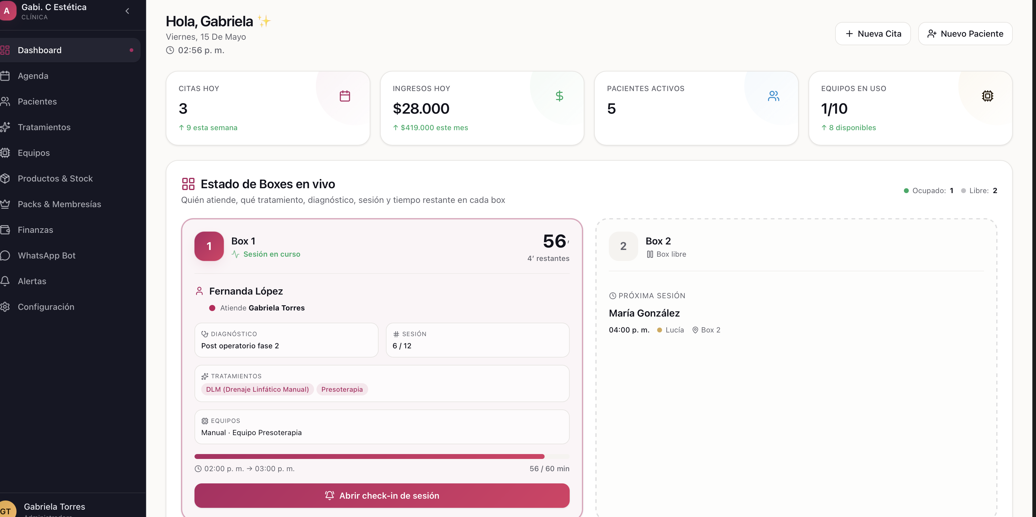 Dashboard de Estética Pro
